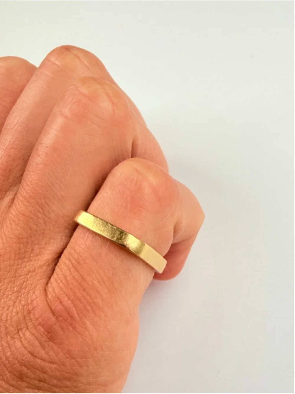 14K Solid Gold Designer NOVA Modern Geometric Square Band Stacking Ring - Picture 5 of 7